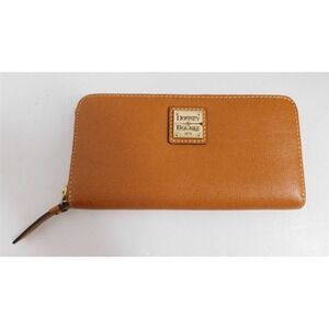 Dooney & Bourke Tan Saffianoi Leather Large Zip‎ Around Clutch Wallet